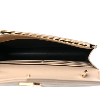 Saint Laurent Grain De Poudre Matelasse Chevron Monogram Envelope Chain Wallet Nude Powder 5 of 8