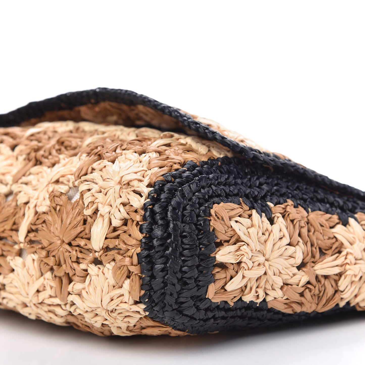 Raffia Azalea Calfskin Crochet Flower Small GG Marmont Shoulder Bag Natural Ecru Black