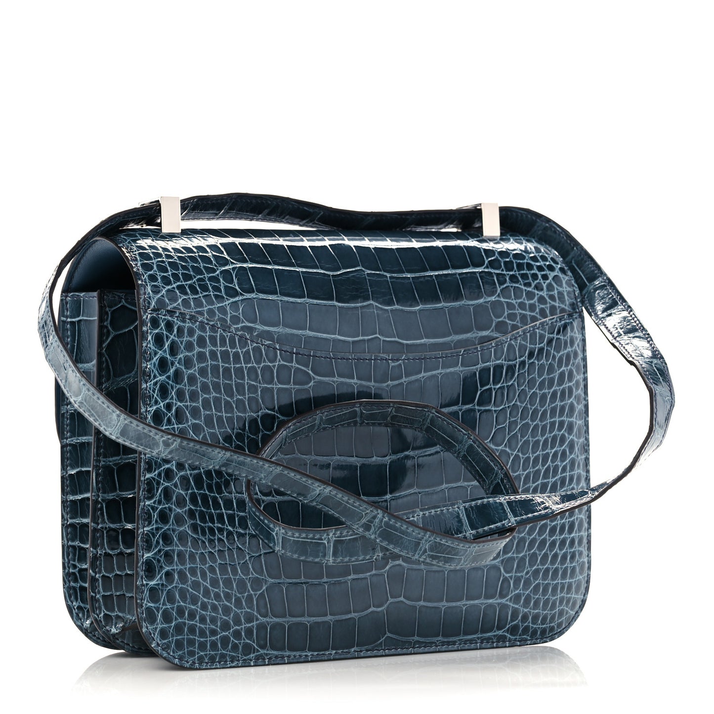 Shiny Alligator Constance 24 Bleu Paon