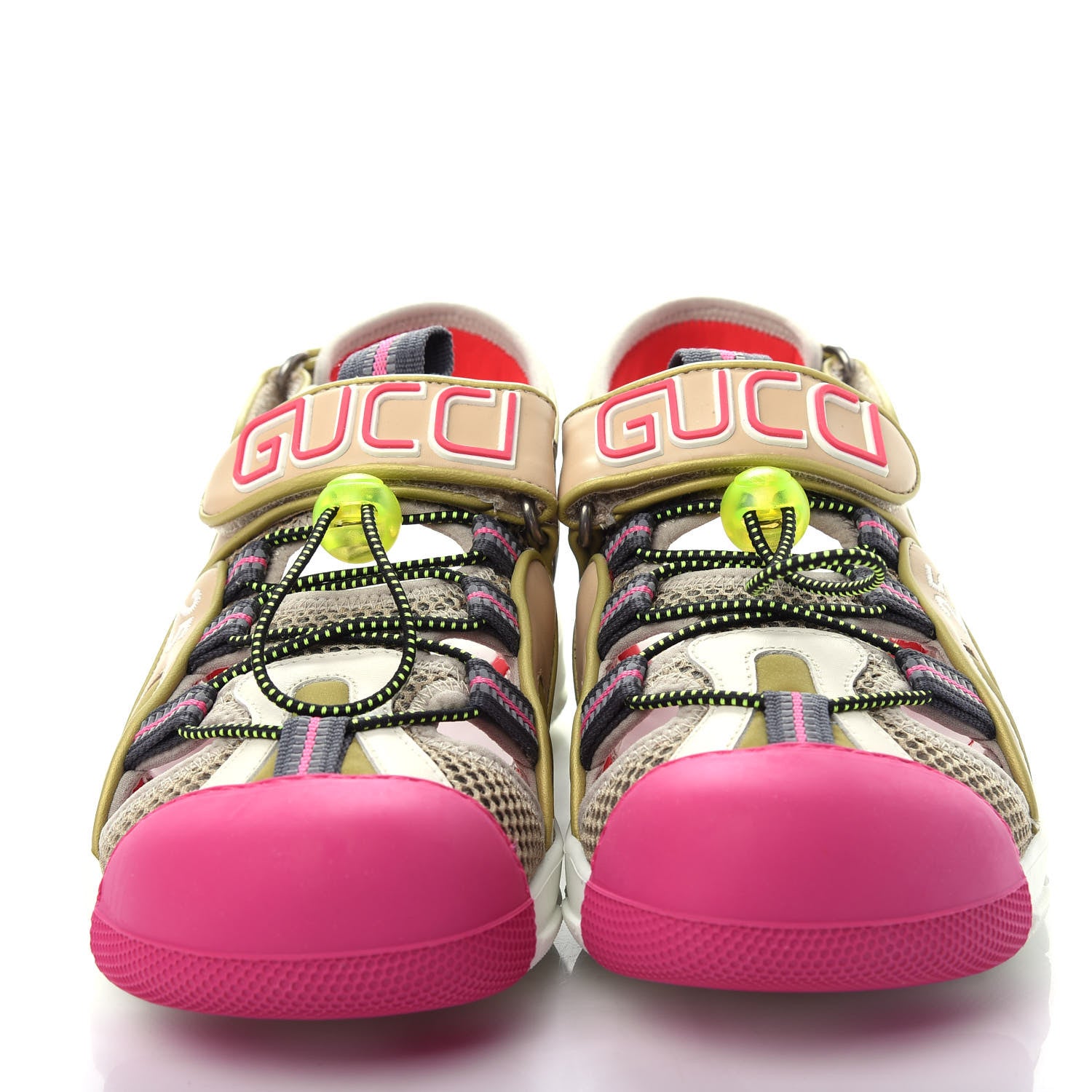 Gucci Mesh Fabric Tinsel Sport Sandals 38.5 Loess Sand Box Pink 5 of 12