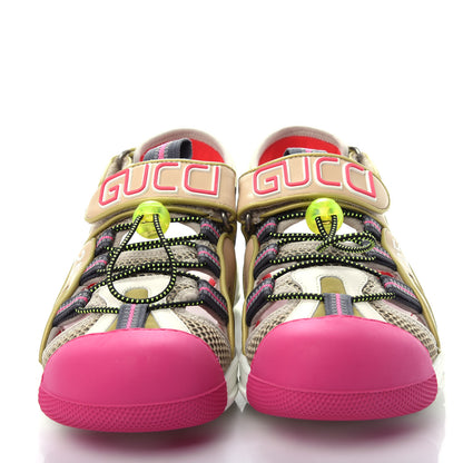 Gucci Mesh Fabric Tinsel Sport Sandals 38.5 Loess Sand Box Pink 5 of 12