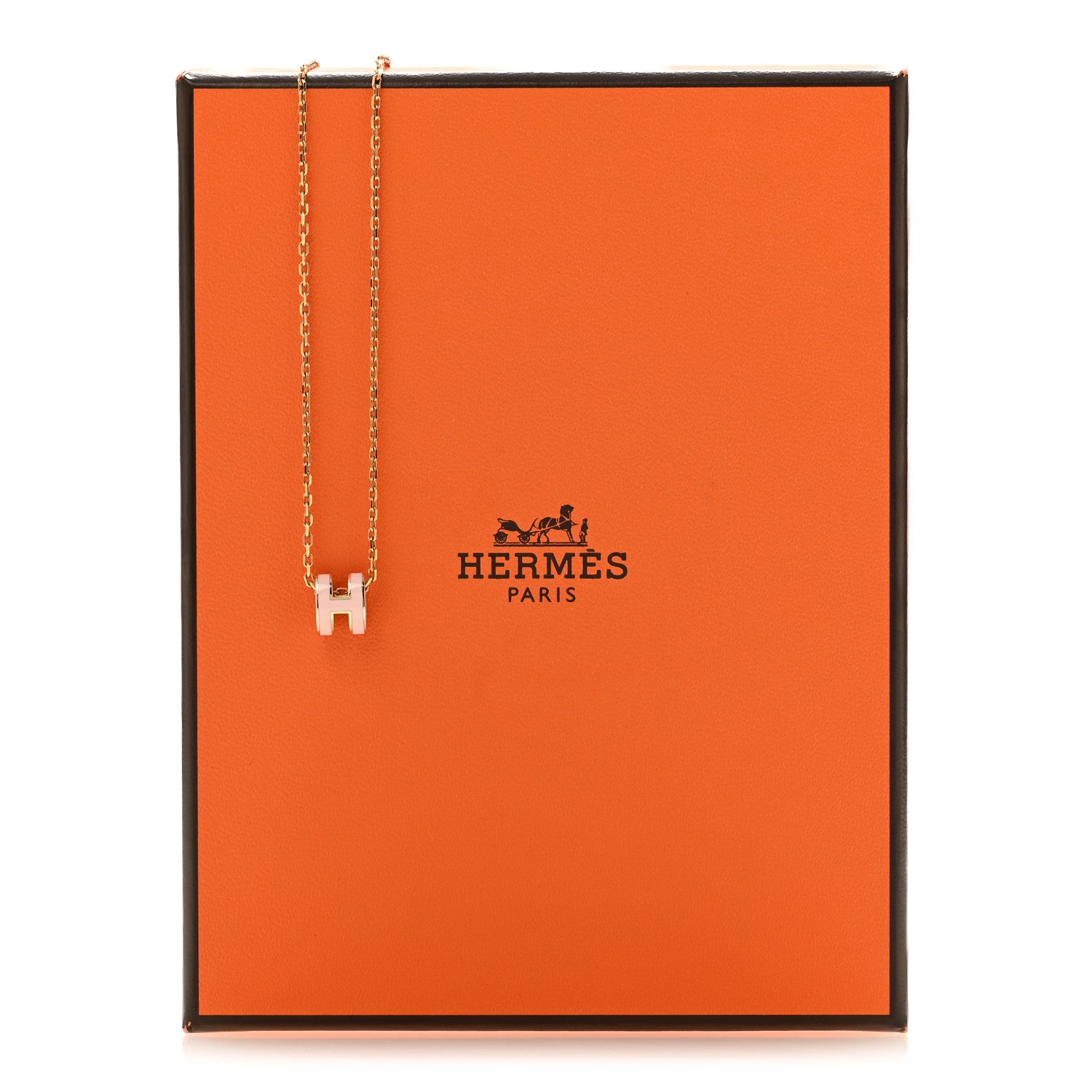 Hermes Lacquered Rose Gold Mini Pop H Pendant Necklace Rose Dragee 7 of 7
