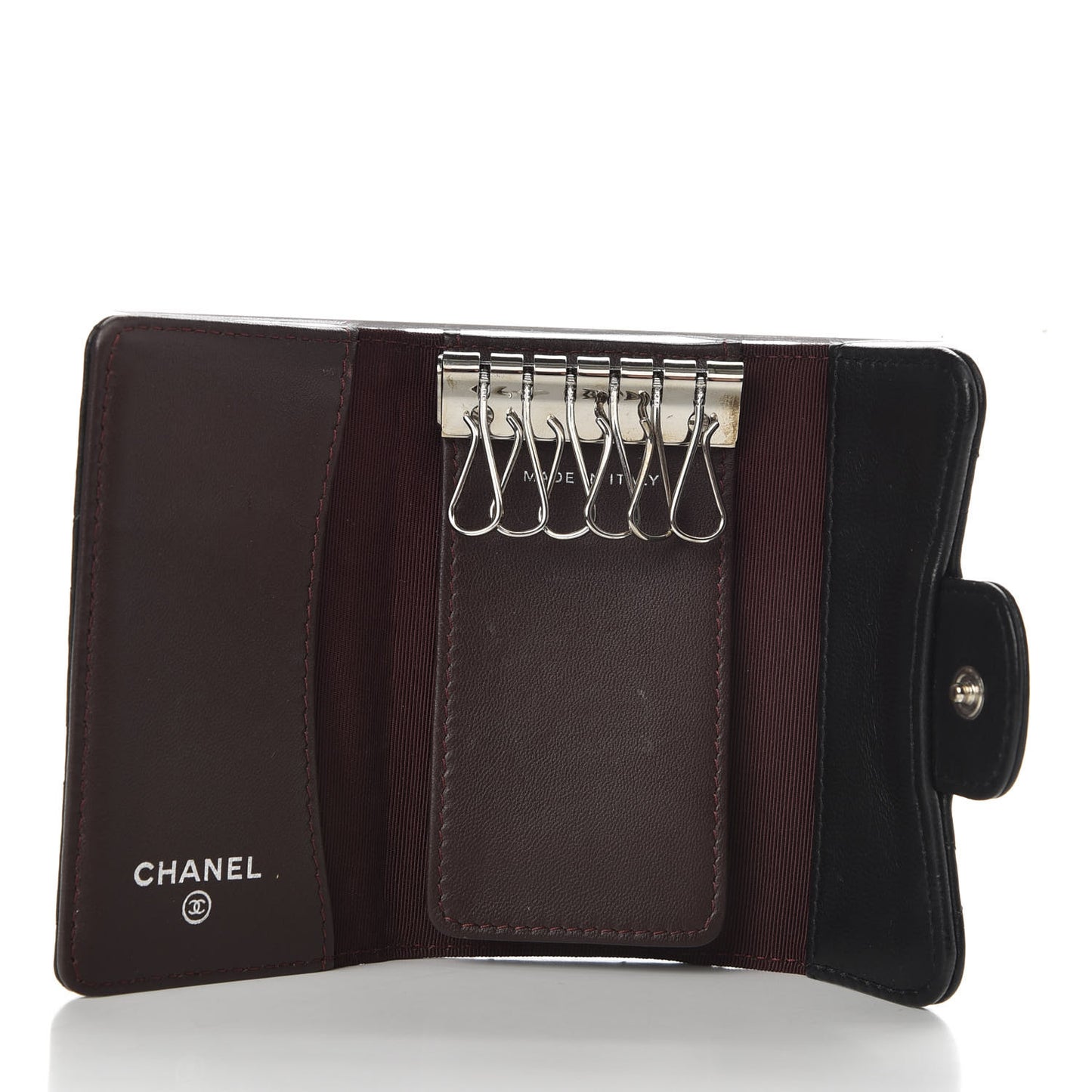 Lambskin Quilted 6 Key Holder Black
