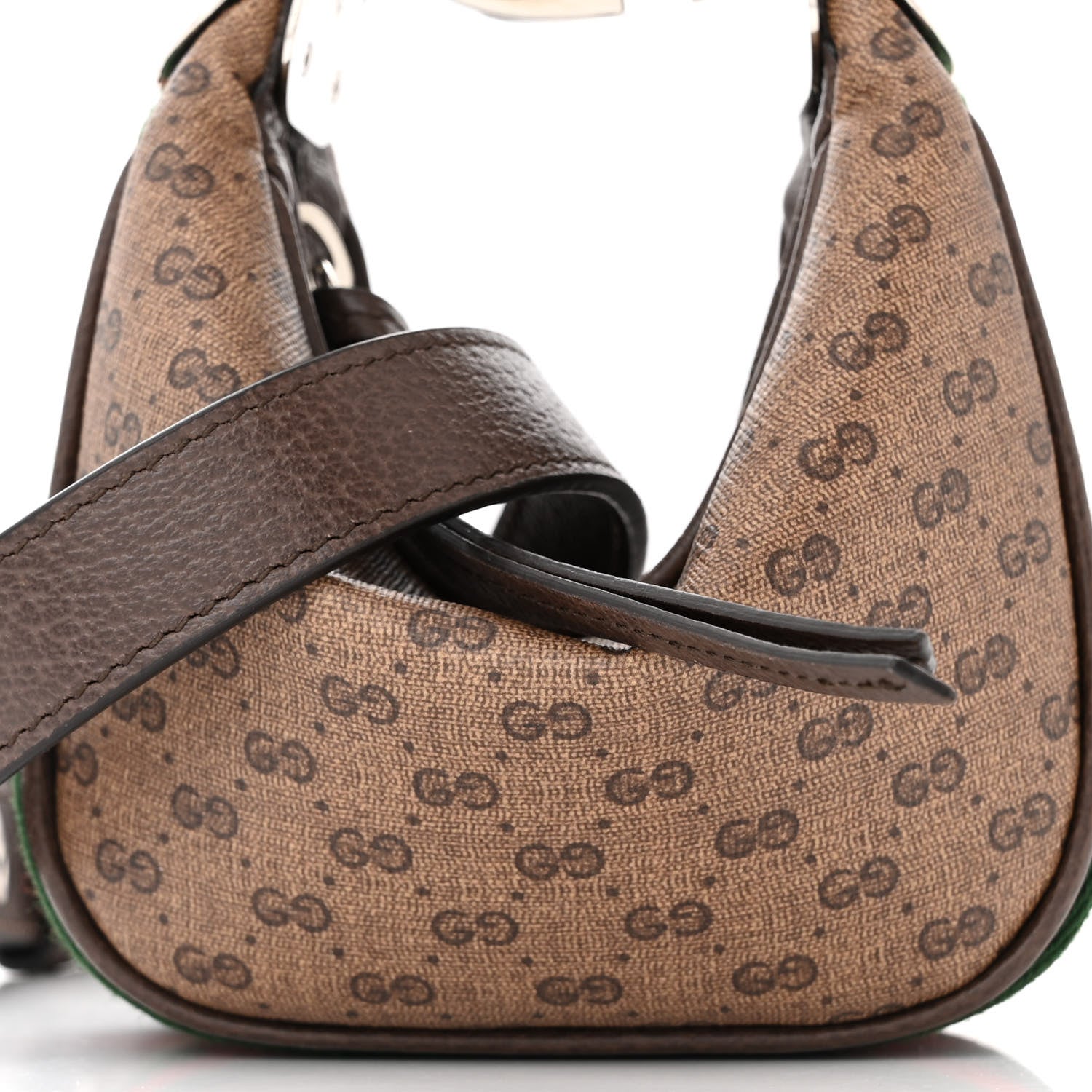 Gucci GG Supreme Monogram Textured Calfskin Web Mini Attache Hobo Beige Ebony New Acero 8 of 11