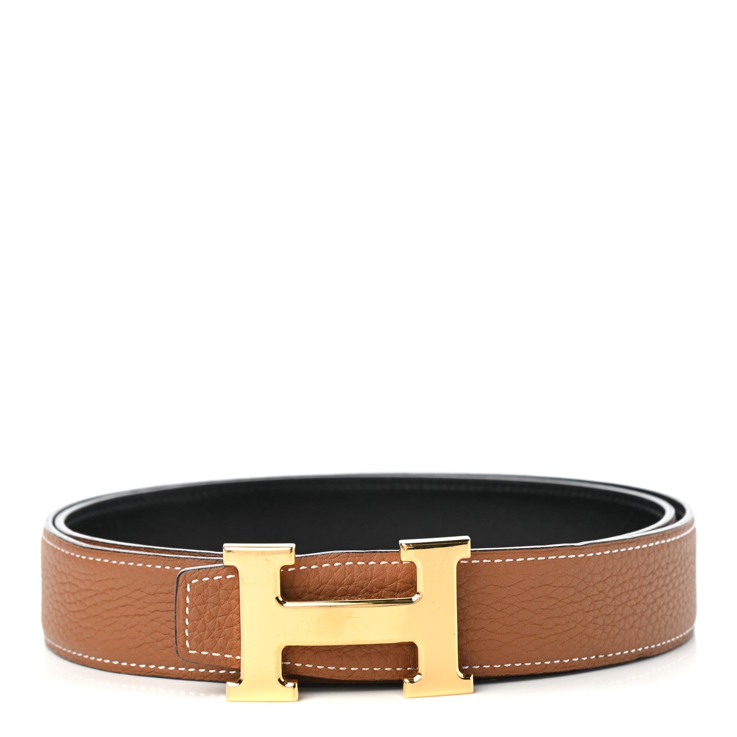 Hermes Box Togo 32mm H Belt 90 Black Gold 1 of 5