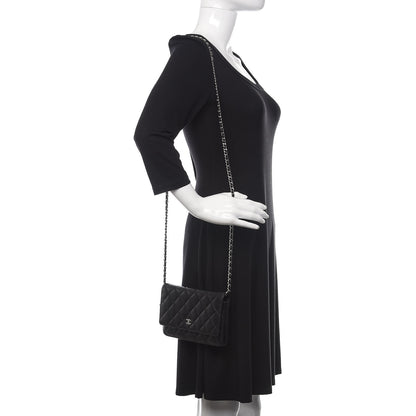 Chanel Lambskin Quilted Wallet On Chain WOC Black 2 of 13