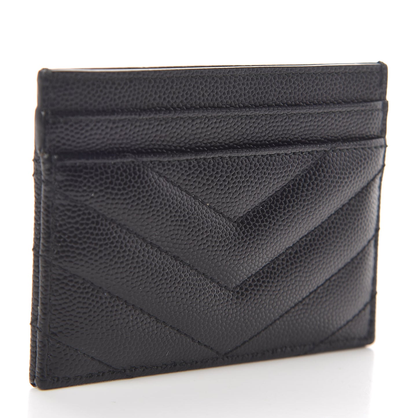 Grain De Poudre Matelasse Chevron Monogram Credit Card Case Black