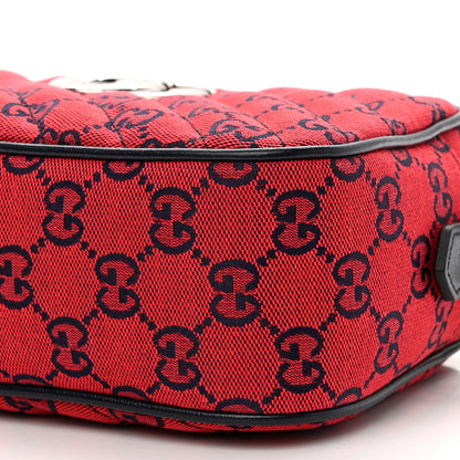 Gucci Monogram Multicolor Matelasse Diagonal Small GG Marmont Chain Shoulder Bag Red Blue 11 of 11