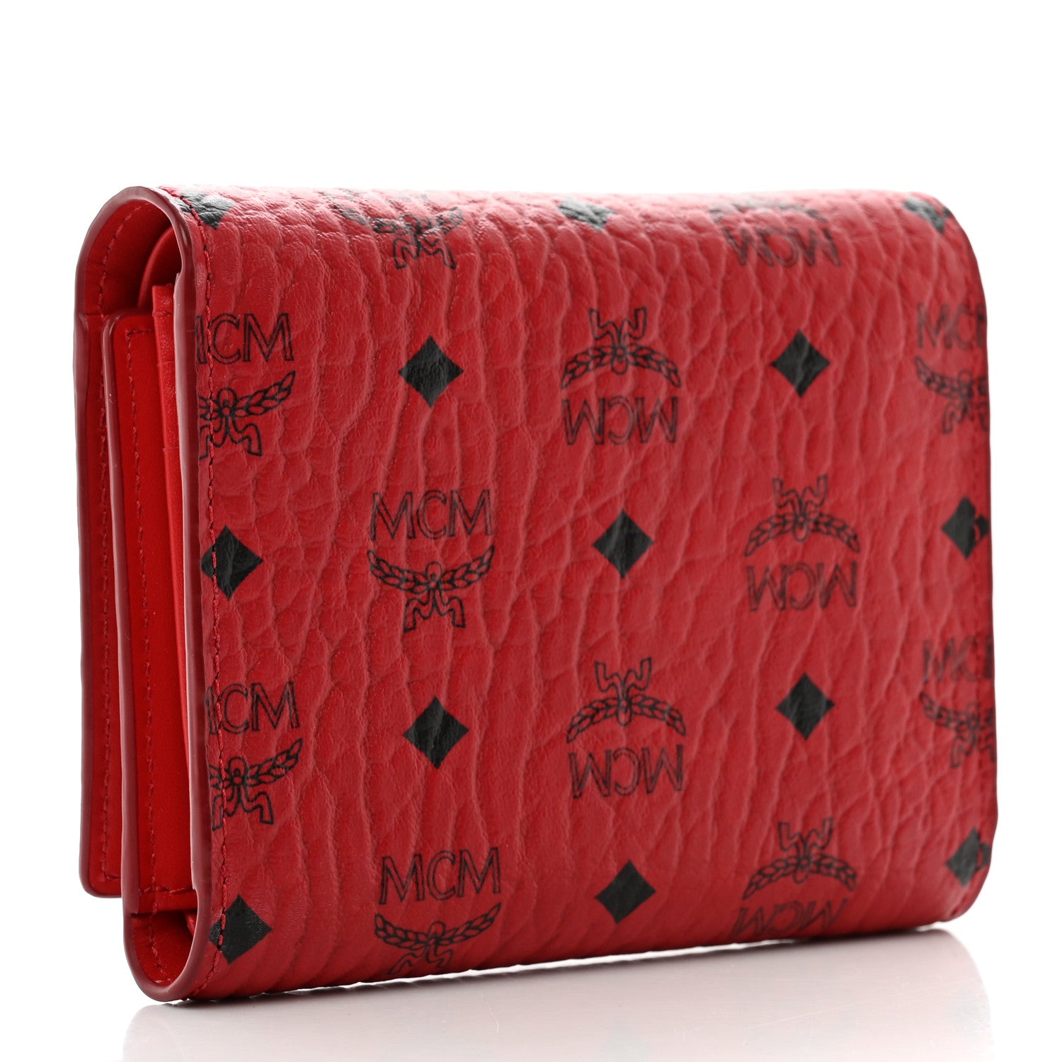 MCM Visetos Tri-Fold Flap Wallet Red 3 of 7
