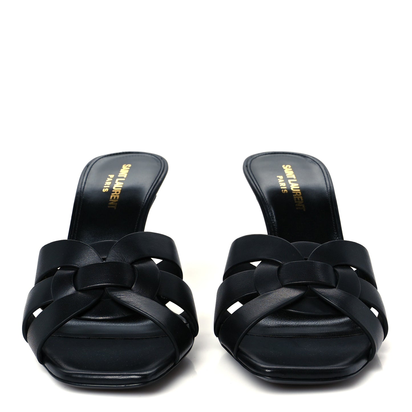 Calfskin Tribute 85 Slide Sandals 38.5 Black