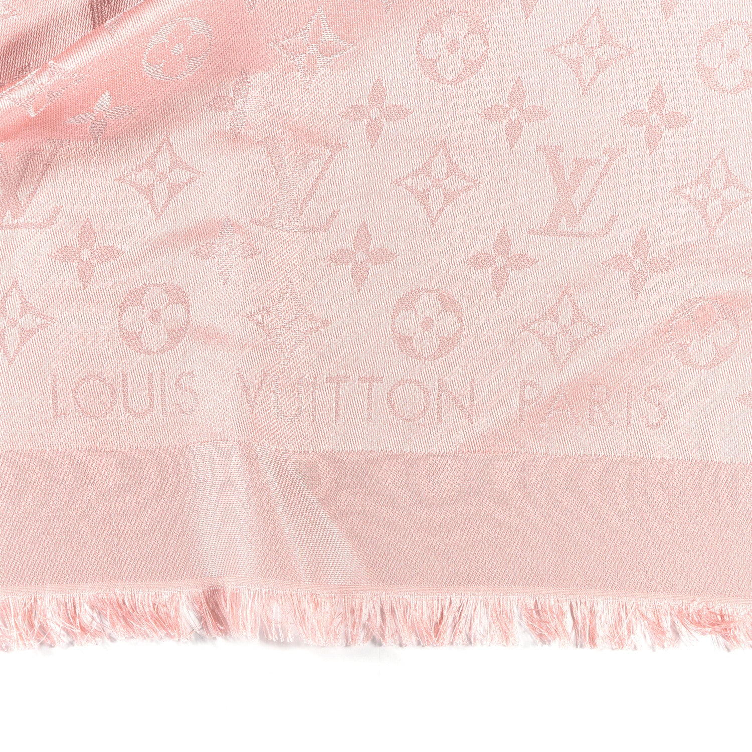Louis Vuitton Silk Lurex Wool Monogram Shine Shawl Rose Velours 2 of 3