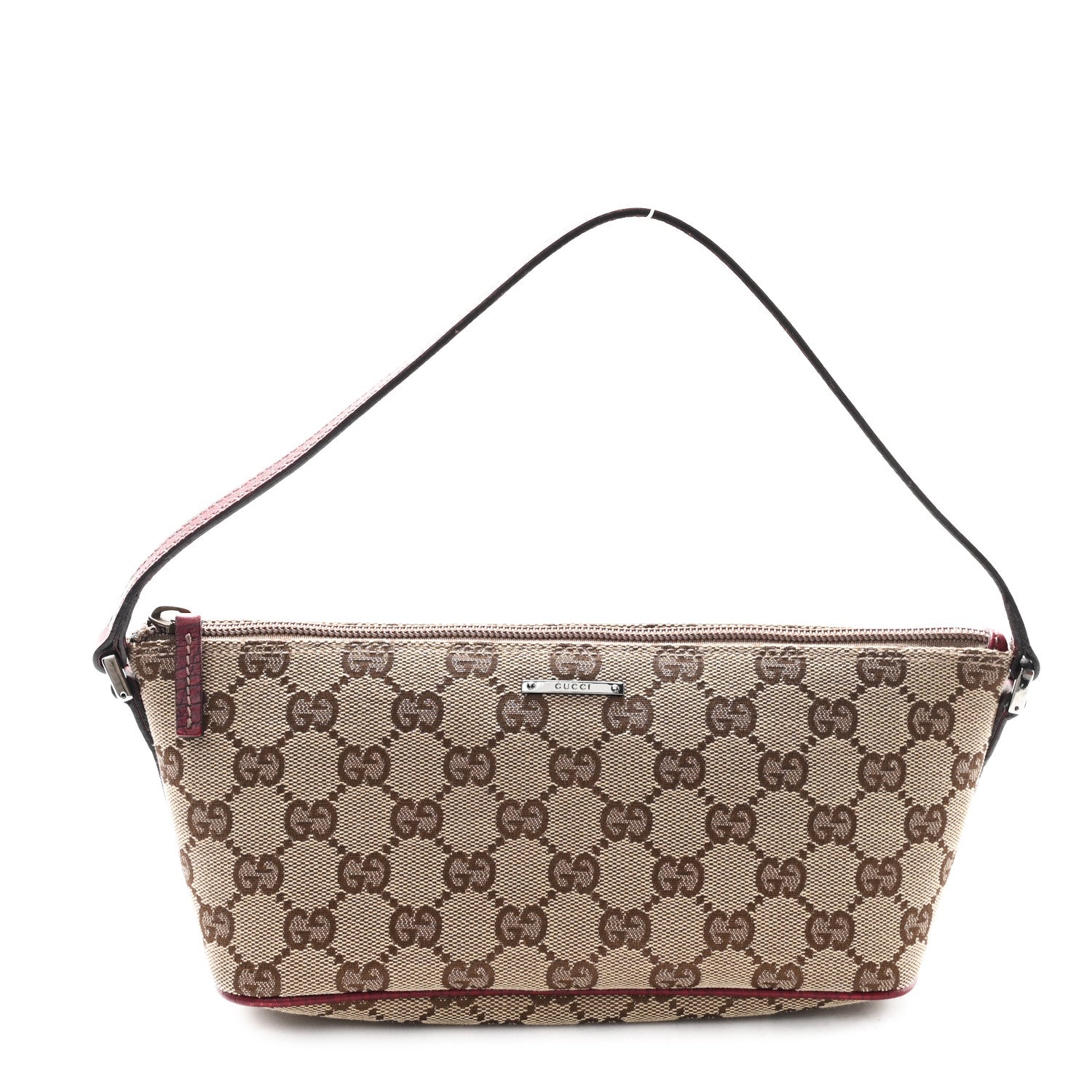 Gucci Monogram Web Boat Pochette Red 1 of 10