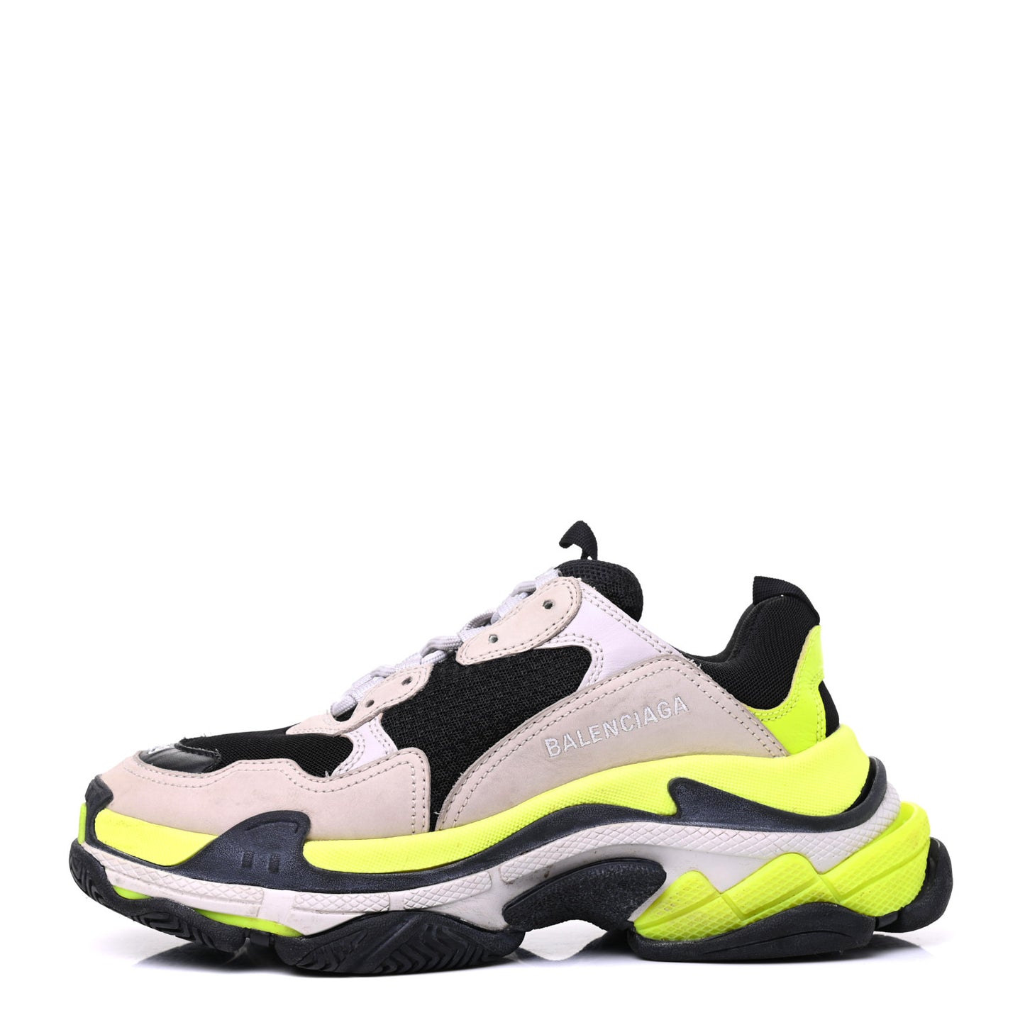 Fabric Mesh Womens Triple S Sneakers 39 Grey Black Jaune Fluo