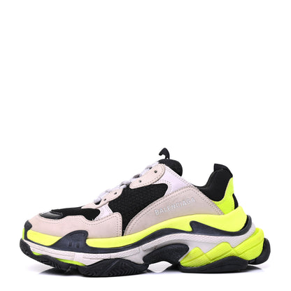 Balenciaga Fabric Mesh Womens Triple S Sneakers 39 Grey Black Jaune Fluo 1 of 17