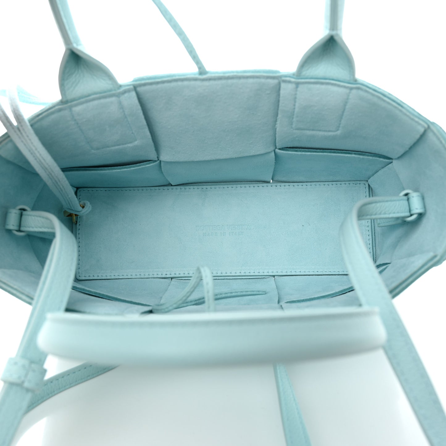 Grained Calfskin Maxi Intrecciato Mini Arco Tote Pale Blue