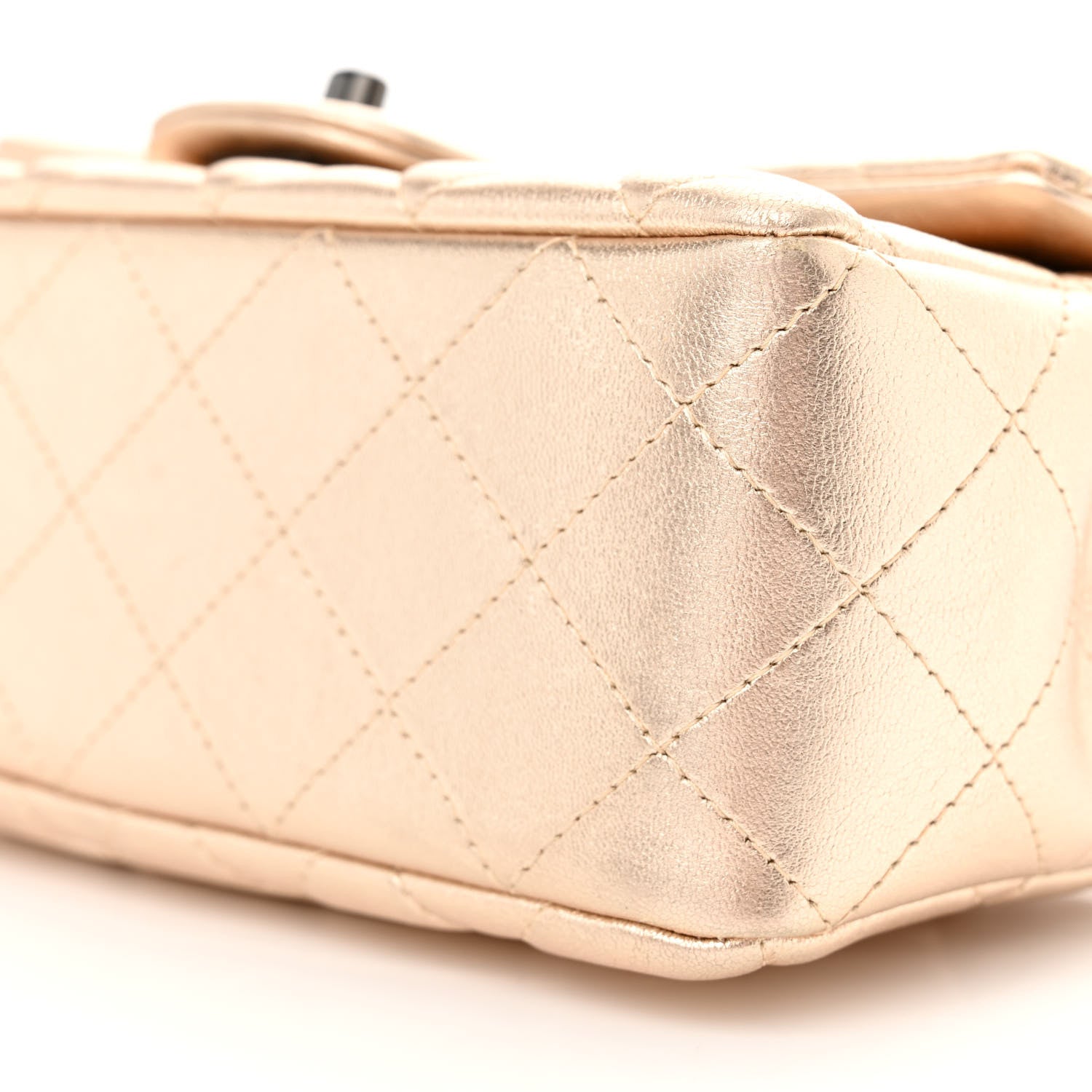 Chanel Metallic Lambskin Quilted Mini Rectangular Flap Gold Black 10 of 10