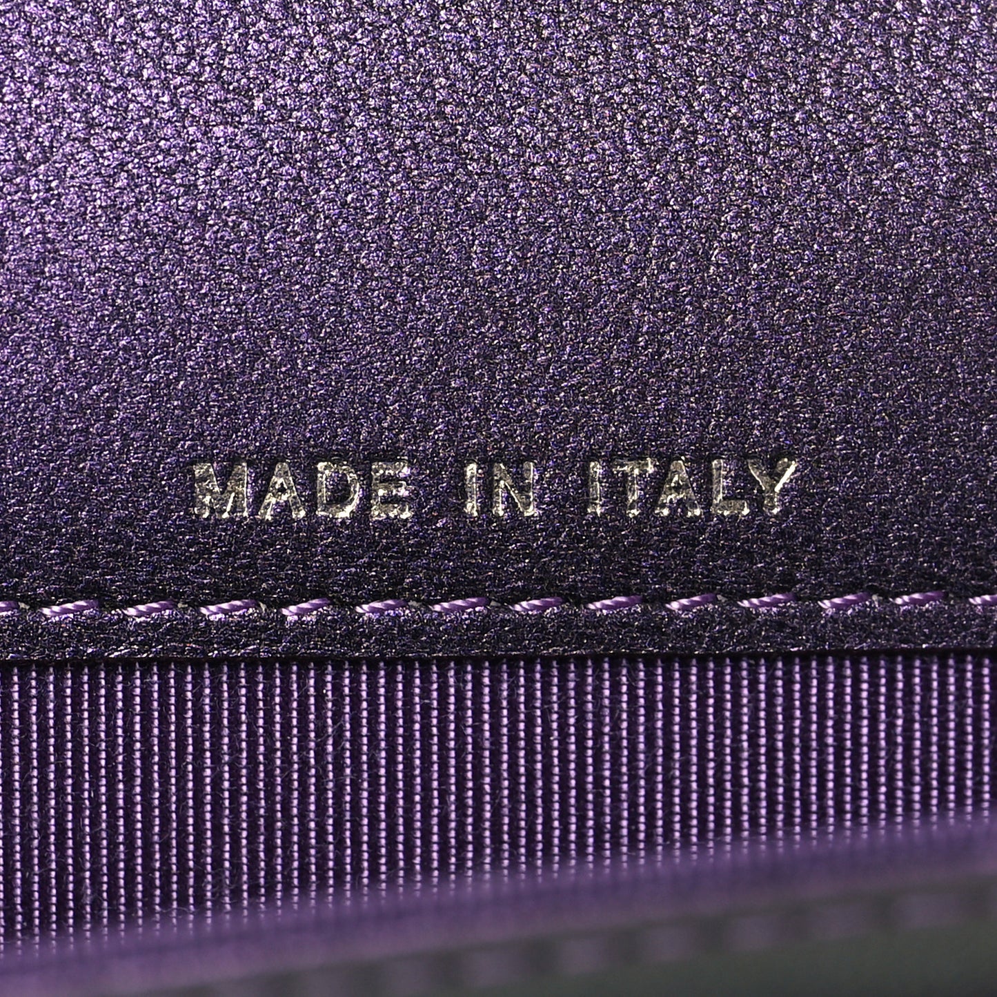 Iridescent Lambskin Quilted Flap Card Holder Purple