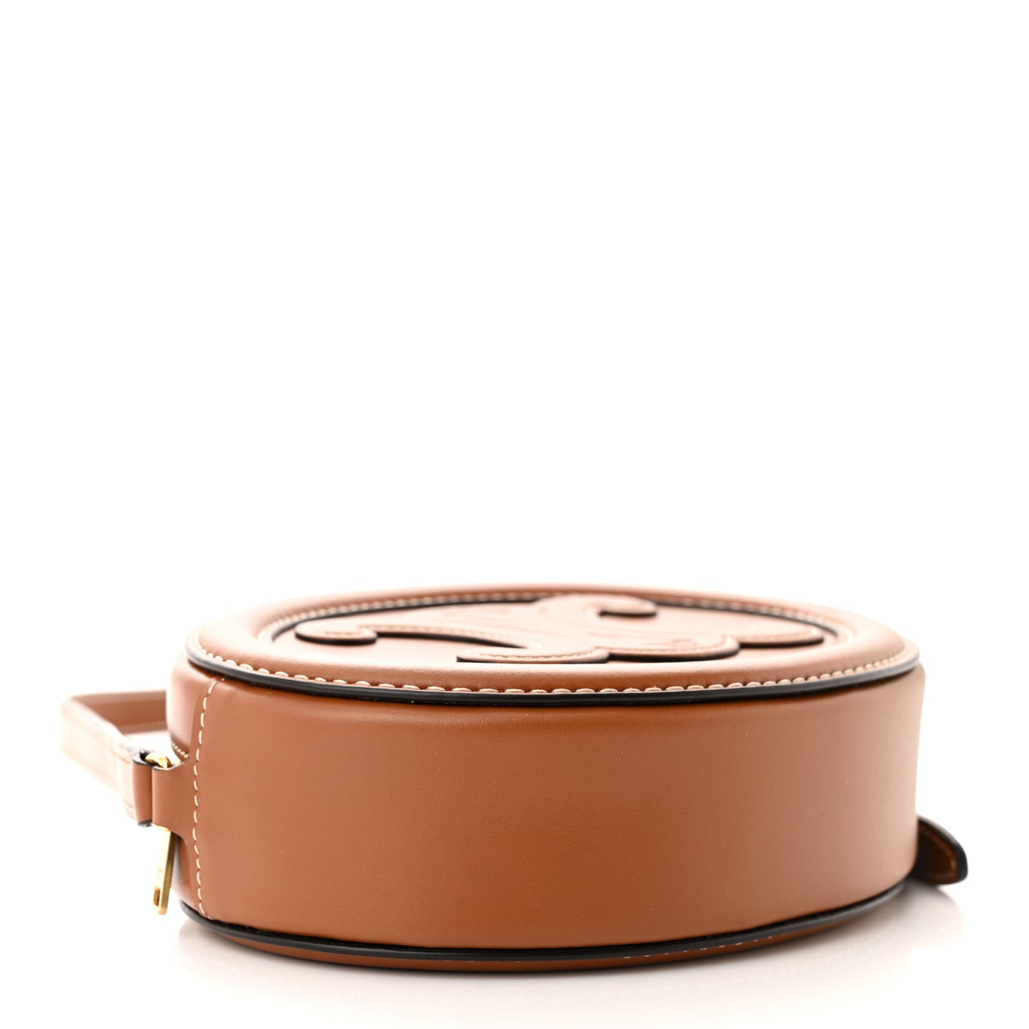 Smooth Calfskin Cuir Small Triomphe Oval Crossbody Purse Tan