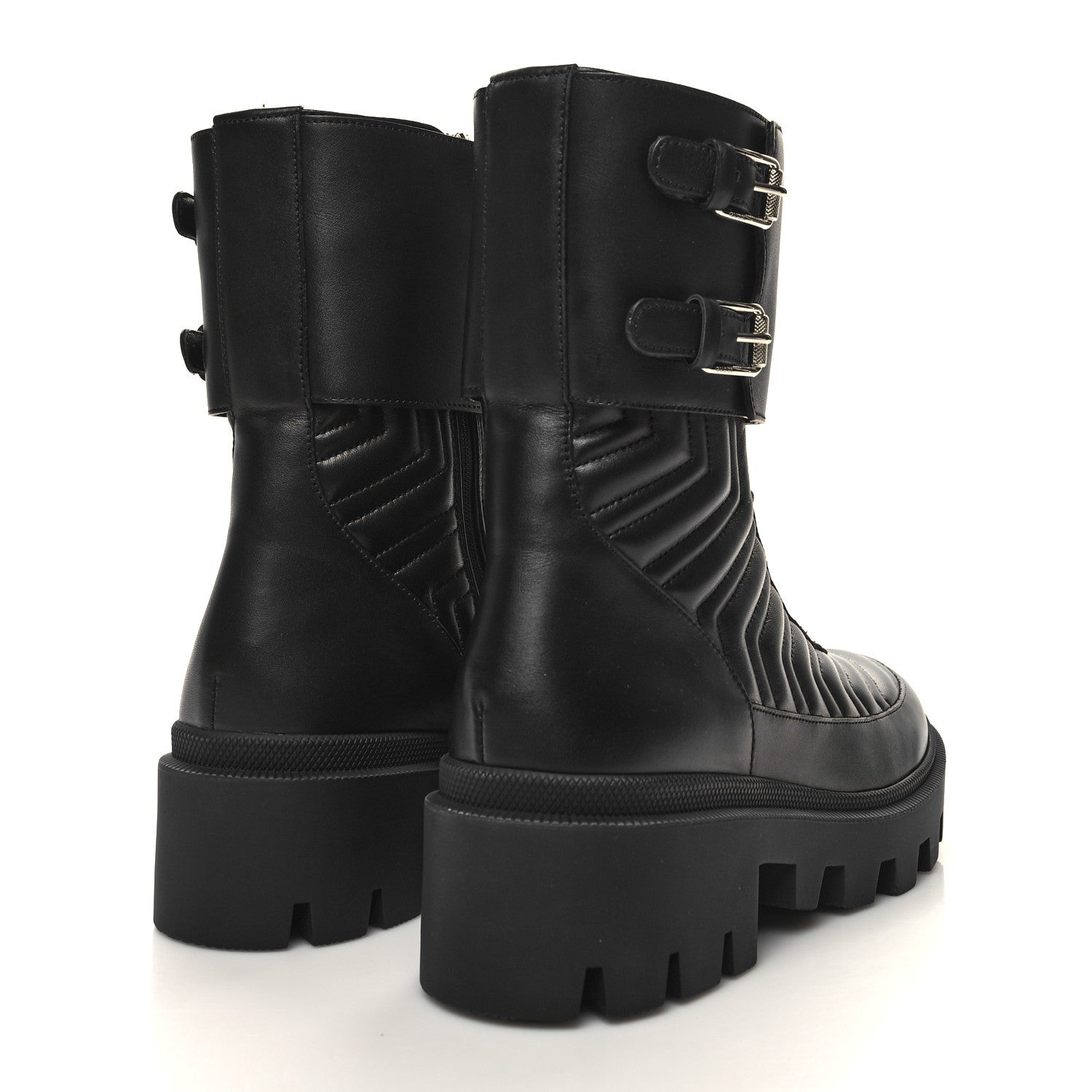 Gucci Nappa Frances GG Matelasse Platform Combat Boots 39 Black 4 of 9