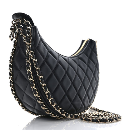 Chanel Lambskin Quilted Small Hobo Bag Black 3 of 9