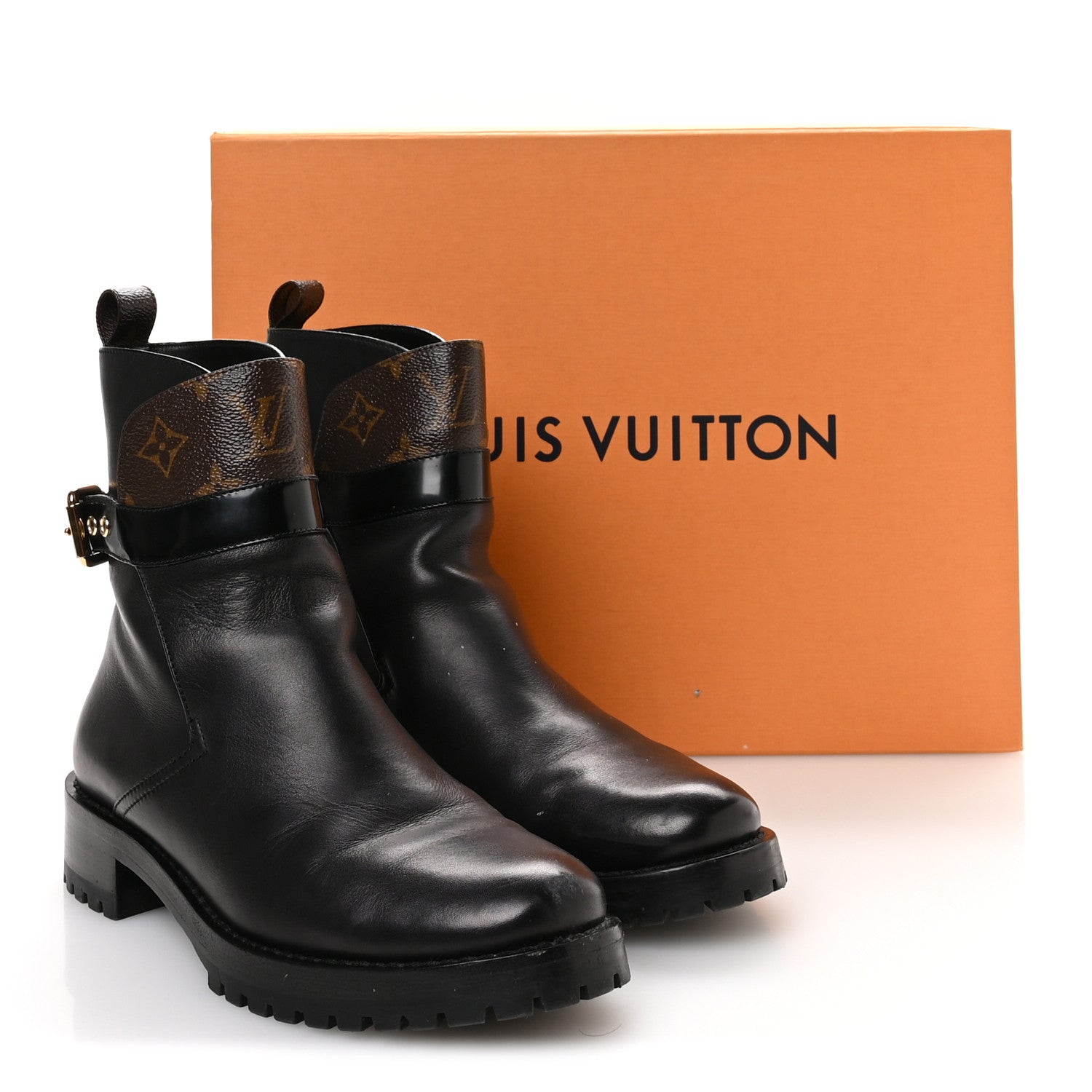 Louis Vuitton Calfskin Monogram Discovery Flat Ankle Boots 38 Black 9 of 9