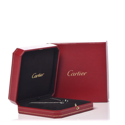 Cartier 18K White Gold Ceramic Diamond Three Ring LOVE Necklace 8 of 8