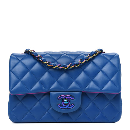 Chanel Lambskin Quilted Mini Rectangular Flap Blue Purple 1 of 4