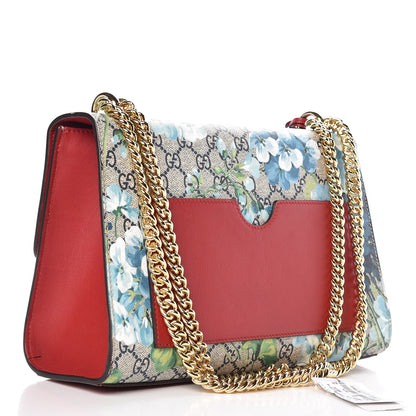 Gucci GG Supreme Monogram Blooms Medium Padlock Shoulder Bag Beige Blue Navy Hibiscus Red 4 of 12