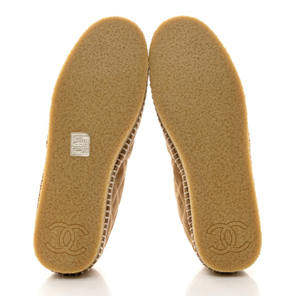 Chanel Suede Quilted CC Espadrilles 40 Beige Black 5 of 9