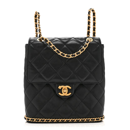 Chanel Caviar Quilted Camellia Chain Around Backpack Black 1 of 10