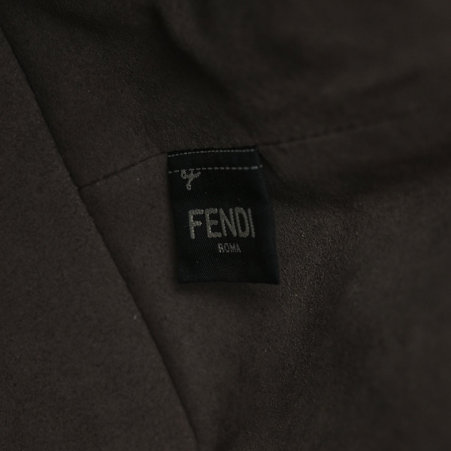 Fendi Glazed Fabric Vitello Grace F is Fendi FF 1974 Stamp Patch Grande Mon Tresor Bucket Bag Mogano Panna Black 6 of 9