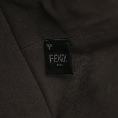 Fendi Glazed Fabric Vitello Grace F is Fendi FF 1974 Stamp Patch Grande Mon Tresor Bucket Bag Mogano Panna Black 6 of 9