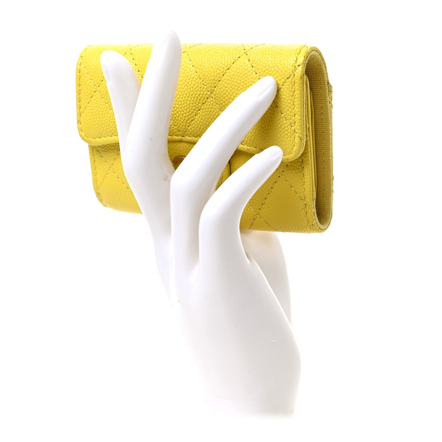 Caviar Quilted Classic 4 Key Holder Wallet Yellow