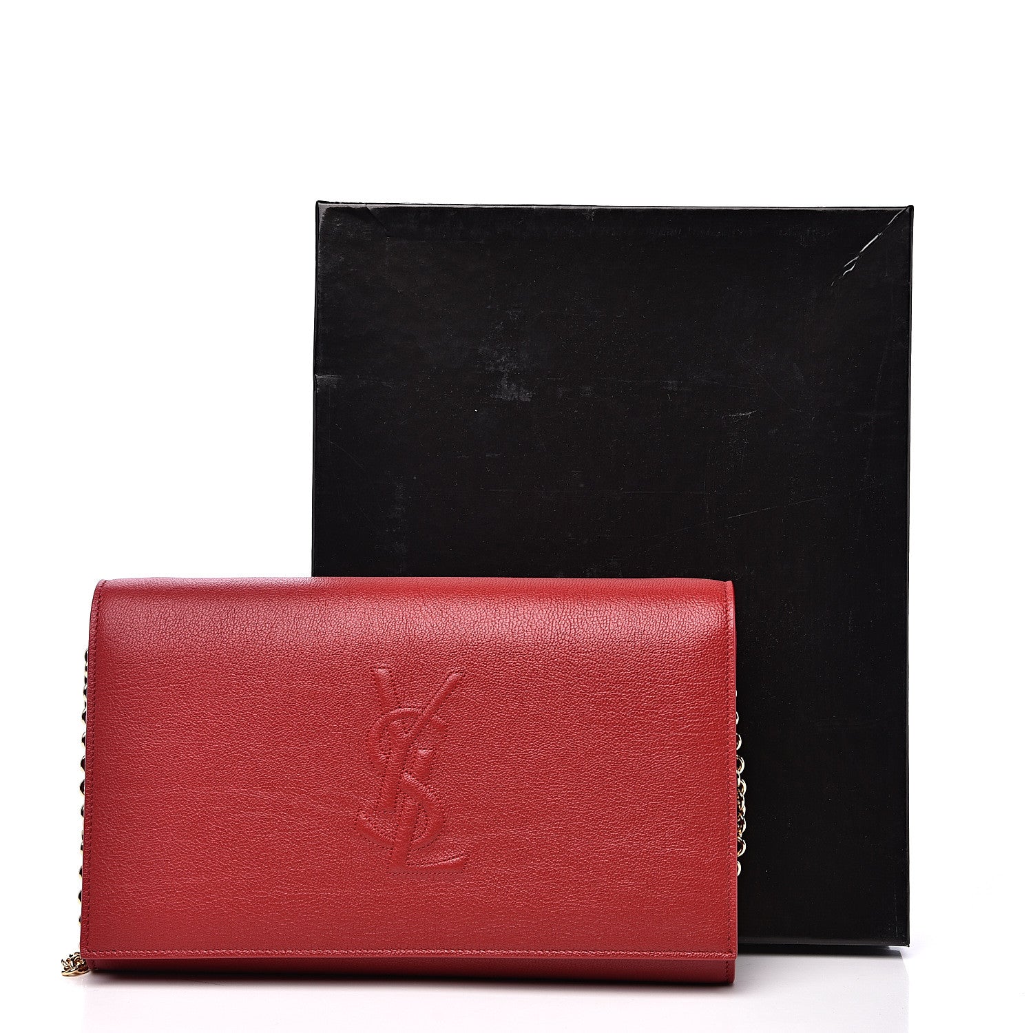 Saint Laurent Calfskin Belle de Jour Chain Clutch Red 10 of 10