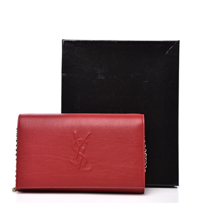 Saint Laurent Calfskin Belle de Jour Chain Clutch Red 10 of 10