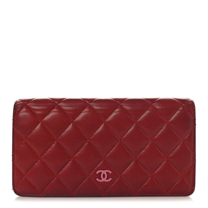 Chanel Lambskin Quilted Yen Wallet Red Pink 1 of 13