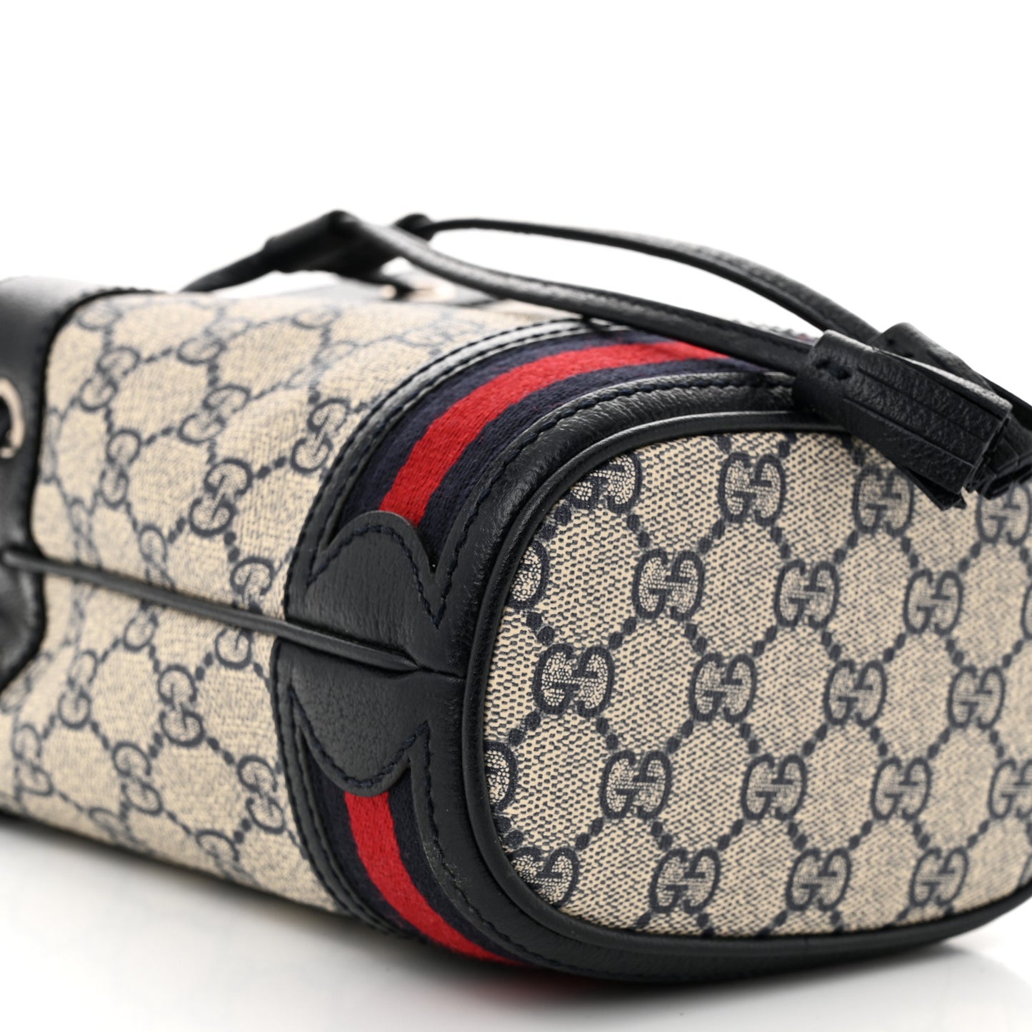 GG Supreme Monogram Web Mini Ophidia Bucket Bag Beige Blue