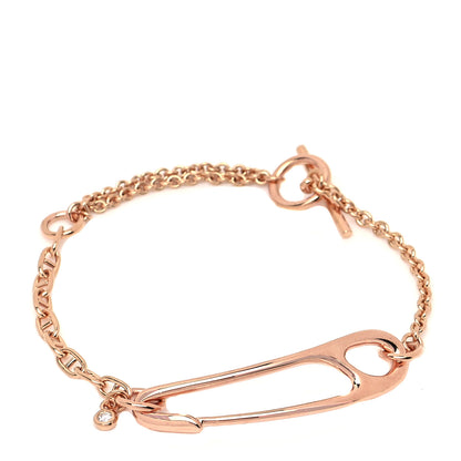 Hermes 18K Rose Gold Diamond MM Chaine d'Ancre Punk Bracelet SH 1 of 4