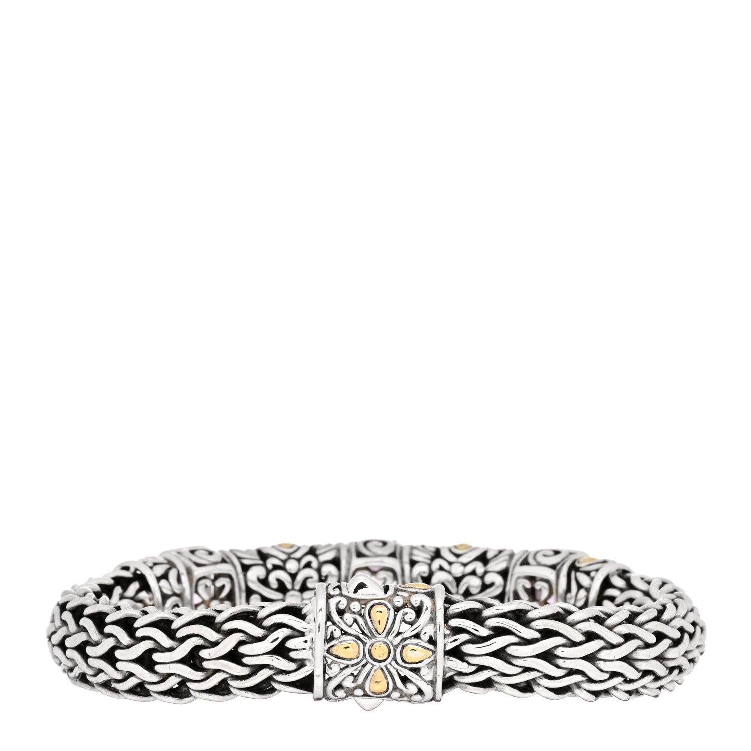 John Hardy Sterling Silver 18 Karat Yellow Gold Amethyst Batu Sari Dot Station Bracelet 2 of 4