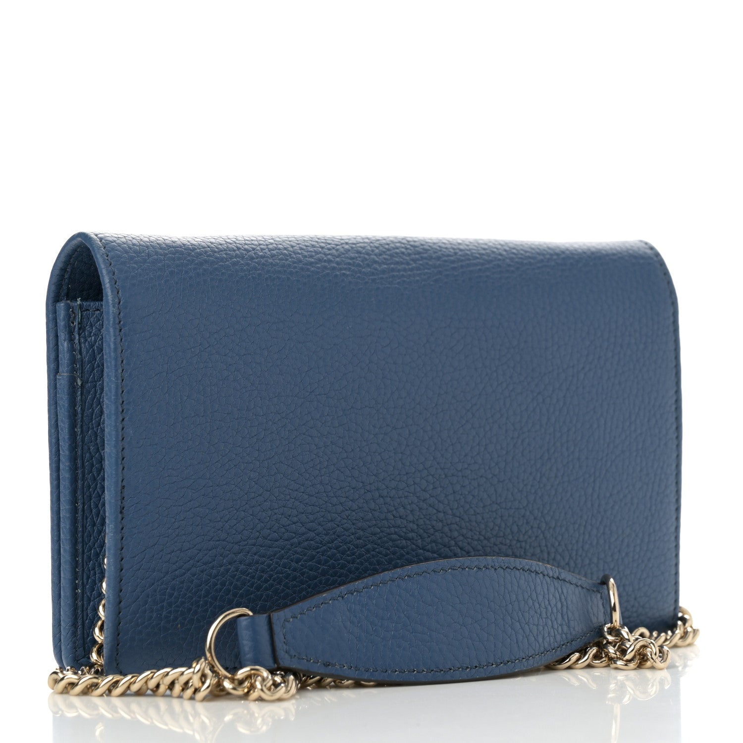 Gucci Pebbled Calfskin Soho Wallet on Chain Caspian 3 of 17