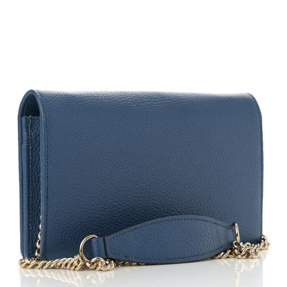 Gucci Pebbled Calfskin Soho Wallet on Chain Caspian 3 of 17