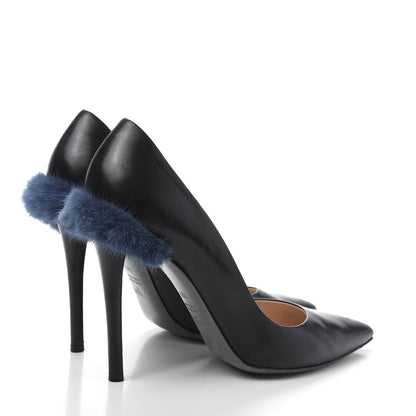 Fendi Calfskin Mink Fur Decollete Pumps 39.5 Black 5 of 10