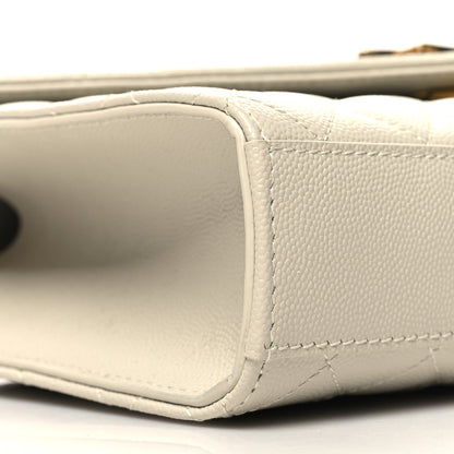 Saint Laurent Grain De Poudre Textured Mixed Matelasse Triquilt Medium Monogram Satchel Crema Soft 15 of 21