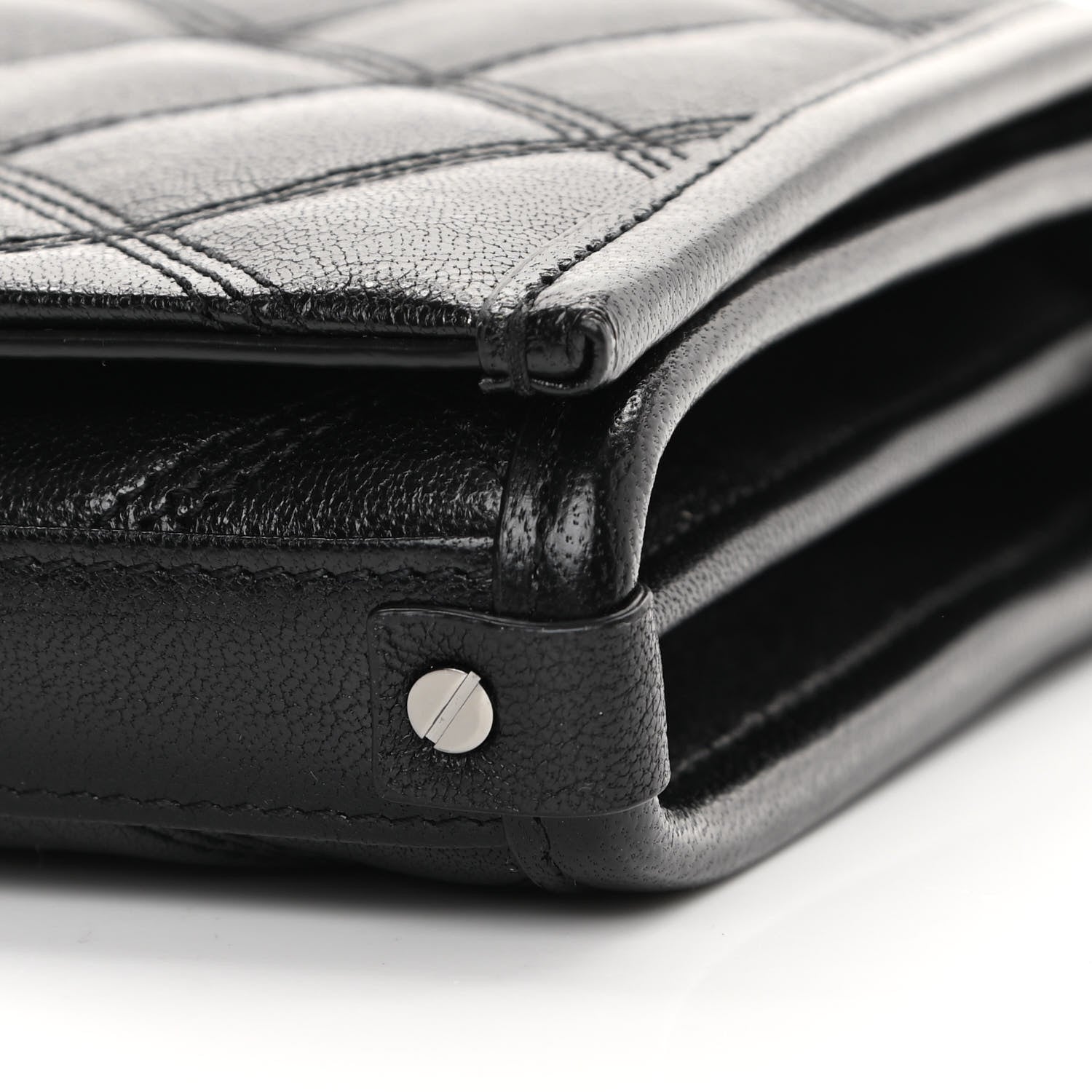 Saint Laurent Lambskin Diamond Quilted Becky Chain Wallet Black 10 of 11
