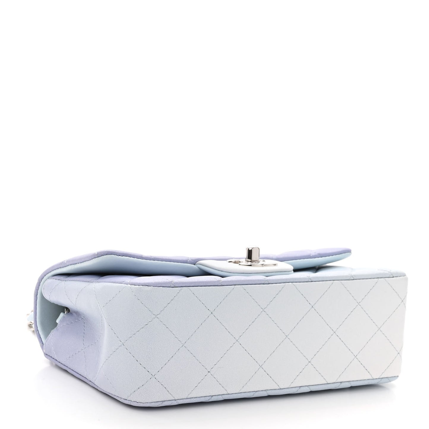 Perforated Lambskin Quilted Mini Rectangular Flap Light Blue Light Purple White