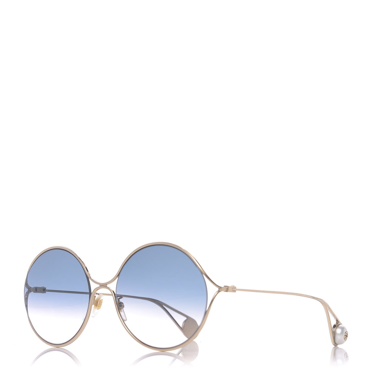Gucci Round Pearl Tip Sunglasses GG0253S Gold 1 of 7