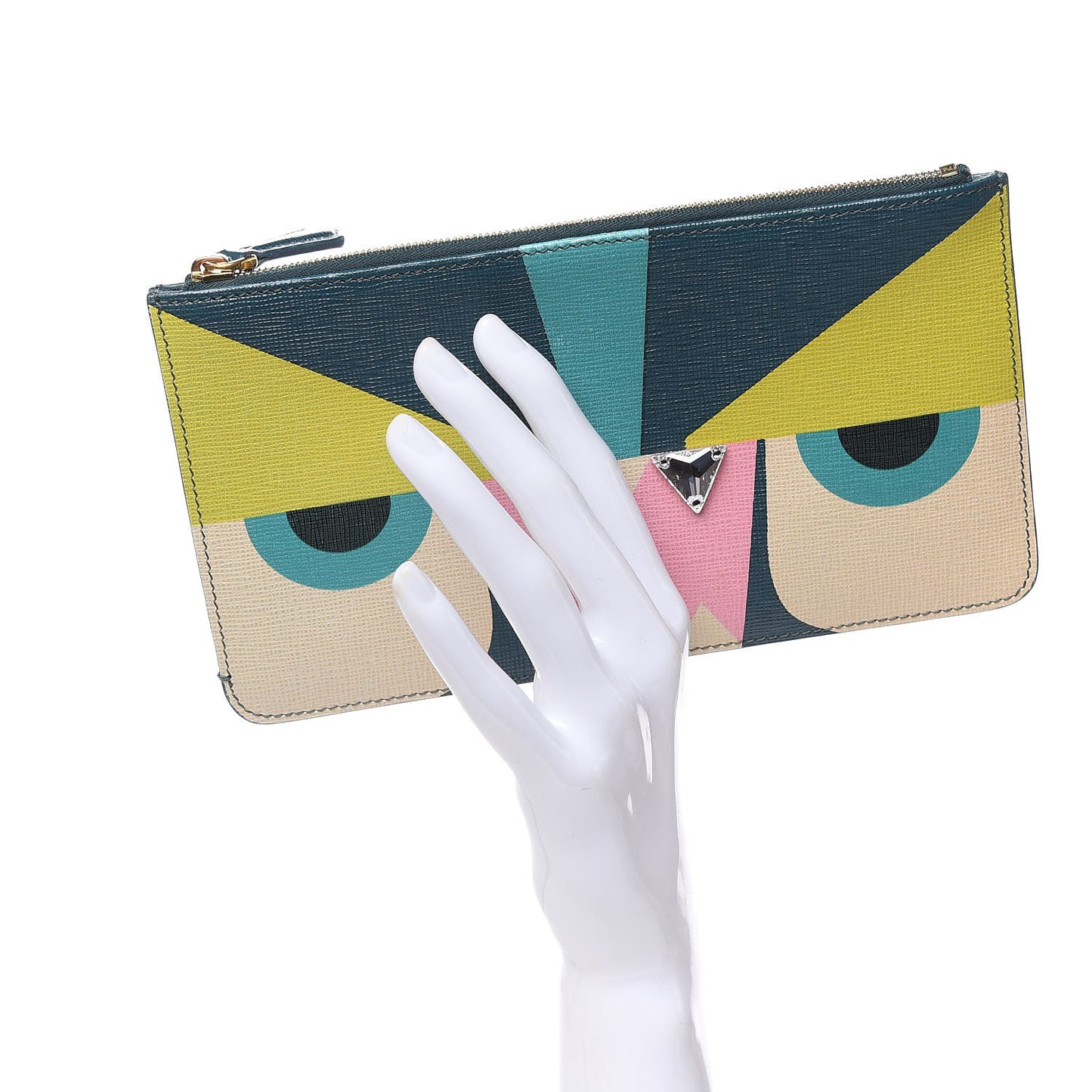 Vitello Crystal Tooth Monster Zip Pouch Oceano Multicolor