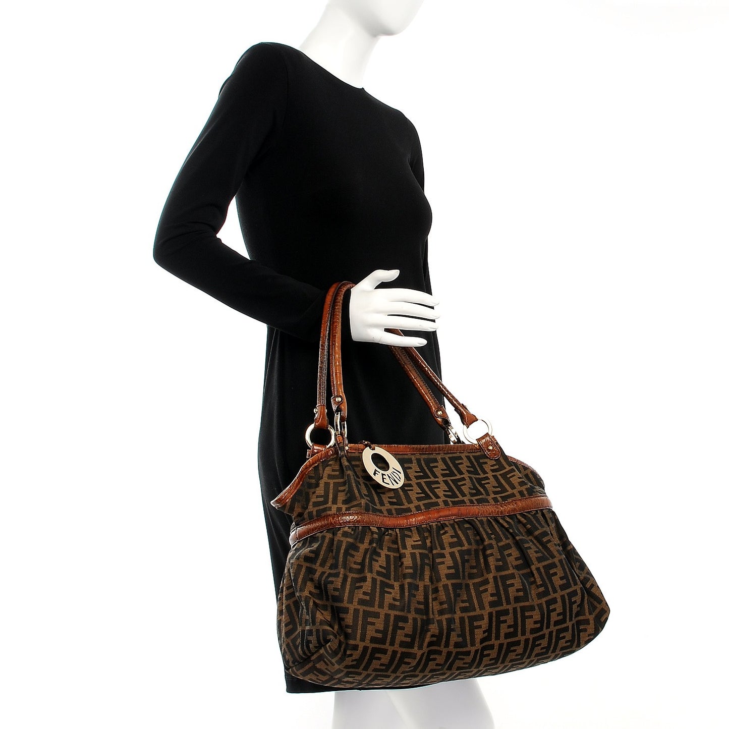 Zucca Calfskin Crocodile Embossed Large Chef Shopper Tote Tobacco