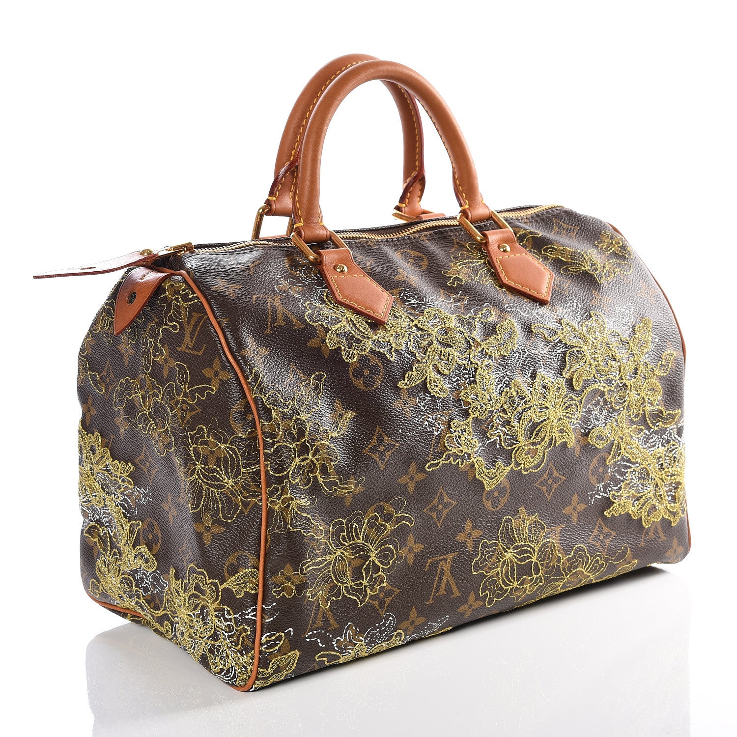 Louis Vuitton Monogram Dentelle Speedy 30 Gold 3 of 8