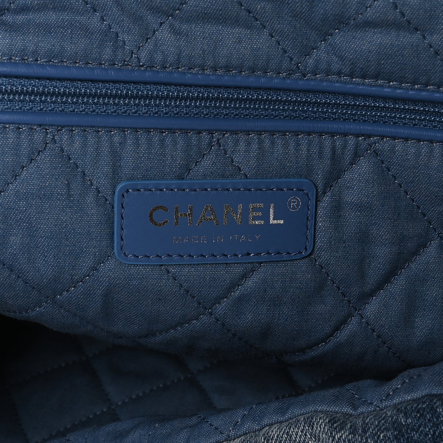 Denim Quilted Small Chanel 22 Blue